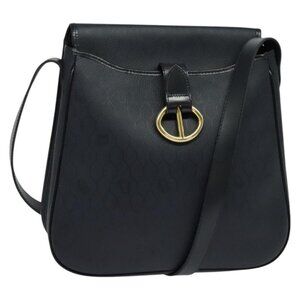 Authentic Christian Dior Honeycomb Canvas Shoulder Bag PVC Black Gold